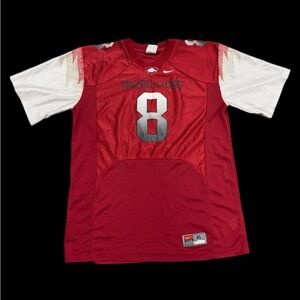 Arkansas Razorbacks Football Jersey youth XL Red White Nike NCAA Number 8 2012